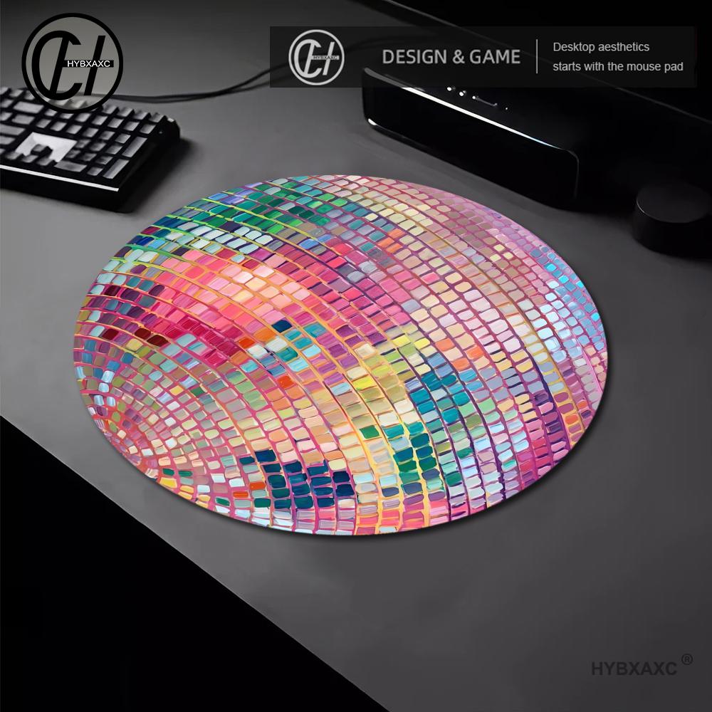 Laptop Accessories Pink - Rubber Round Pink Disco Ball Mouse