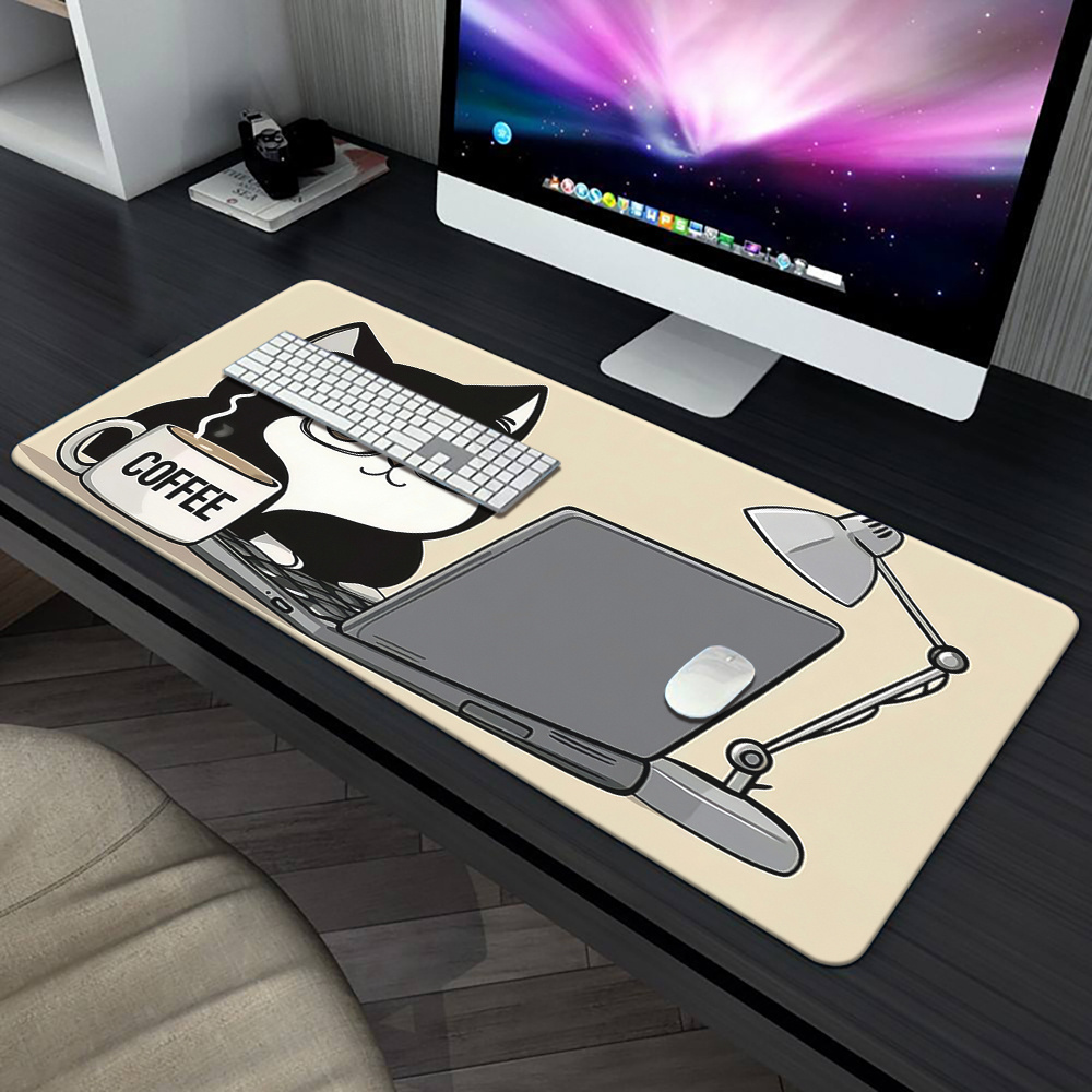 Cute Coffee Cat Working On Lap - Laptop Accessories Officeworks 리뷰 및 가격